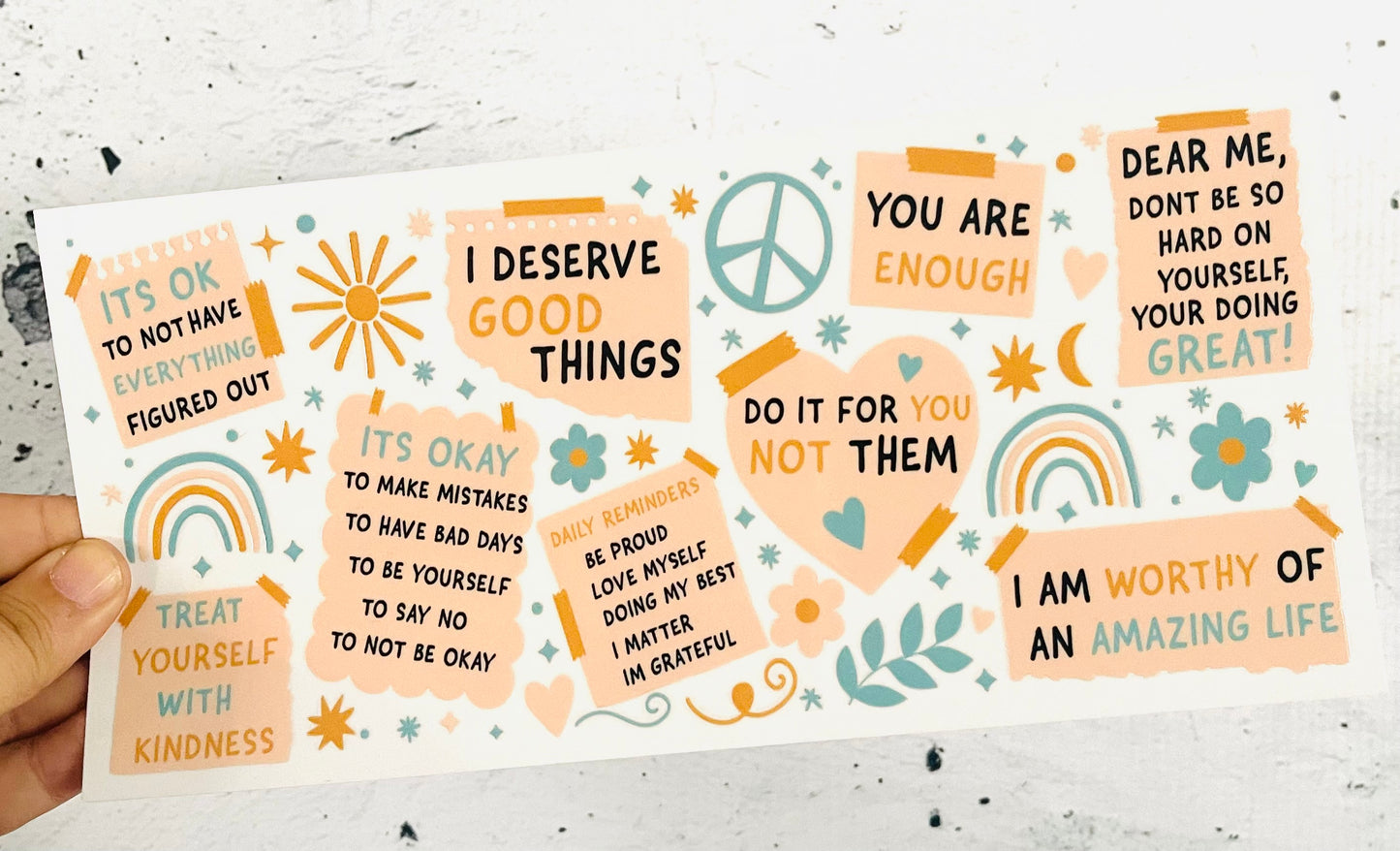 Affirmation Notes UV DTF transfer for 16oz glass