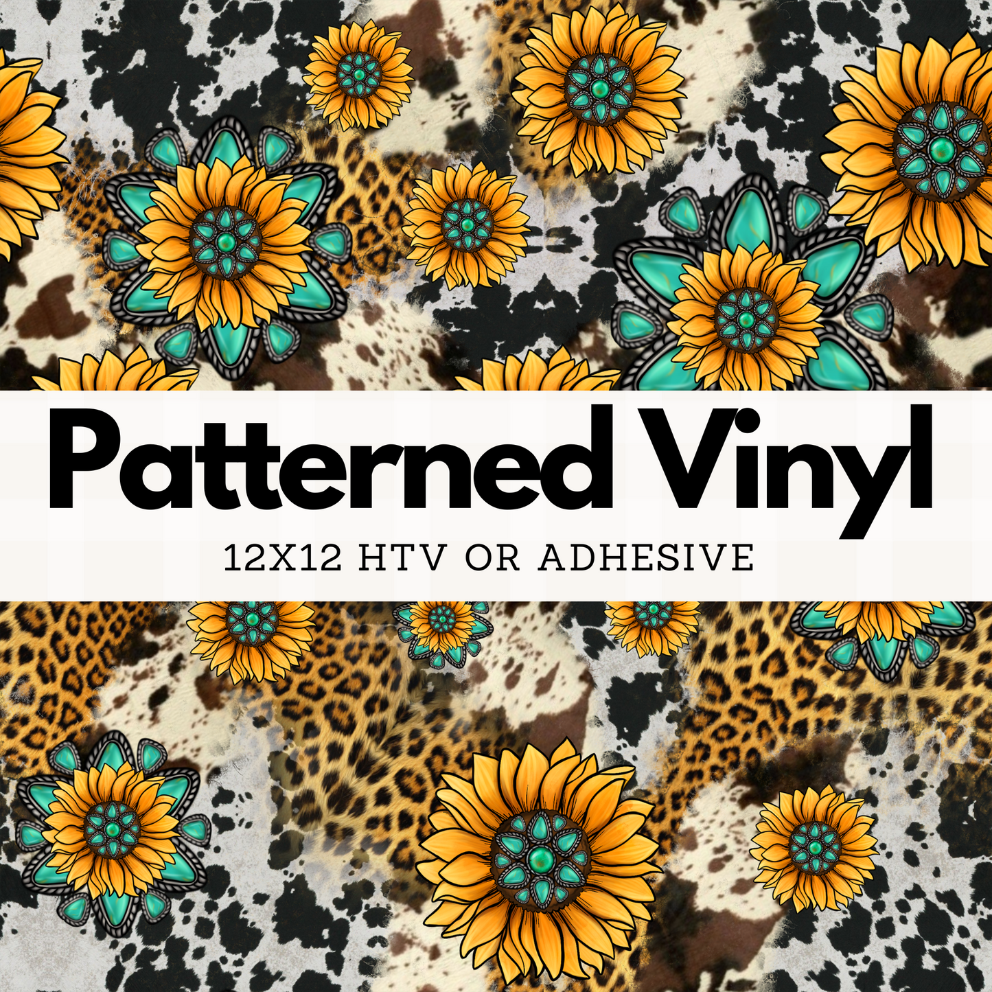 Leopard Country Sunflowers Patterned Vinyl 12X12 Sheet