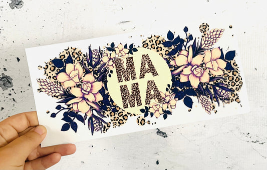 Floral Mama UV DTF transfer for 16oz glass