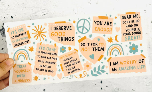 Affirmation Notes UV DTF transfer for 16oz glass