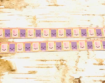 7/8" Poptarts with glitter on pastel rainbow ombre background USDR grosgrain ribbon