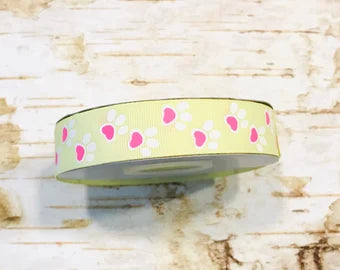 7/8" Bunny Feet on Baby Maize USDR Grosgrain ribbon easter bunny rabbit feet paws