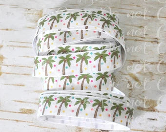 7/8" Aloha and coordinates on white USDR PDRS grosgrain ribbon