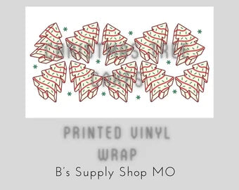 Christmas Tree Cakes | 16 oz Libbey Glass | Beer Can Glass Decal | Printed Adhesive Vinyl Full Wrap
