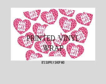Leopard Heart Self Love Club with hole | 24 oz Cold Cup | Venti Tumbler Decal | Printed Adhesive Vinyl Full Wrap