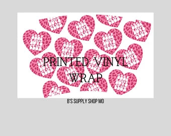Leopard Heart Self Love Club no hole | 24 oz Cold Cup | Venti Tumbler Decal | Printed Adhesive Vinyl Full Wrap