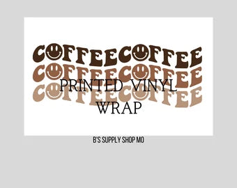 Coffee Repeat | 16 or 20 oz Libbey Glass | Beer Can Glass Decal | Printed Adhesive Vinyl Full Wrap