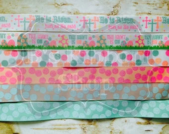 7/8" Easter prints and dots US Designer quality grosgrain ribbon