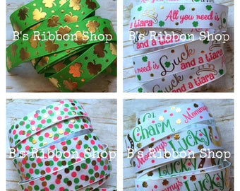 7/8" St Patricks Day US Designer grosgrain ribbon